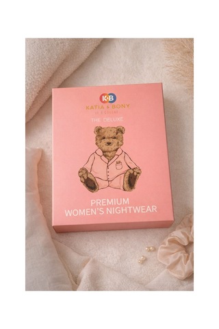 Katia&bony Kadın Teddy Baskılı Premium Kutulu Pijama Takımı Şeftali