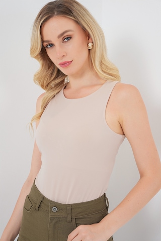 Bigdart Kadın Halter Yaka Çıtçıtlı Body 972 - Bej