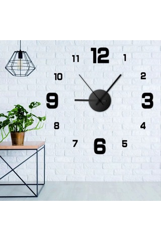 Gatherco Modern Çerçevesiz Kendin Yap Duvar Saati Büyük 3d Rakamlar Duvar Saati Ev Ofis Dekorasyonları Duvar Dekorasyon Sanatı Siyah