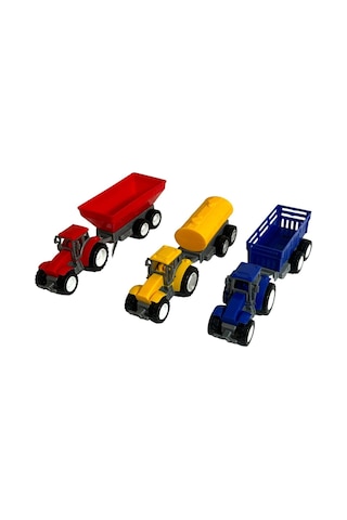 Traktör Oyuncak 3'lü Set Süper Farm Modern Design Römorklu Traktör Set Renkli