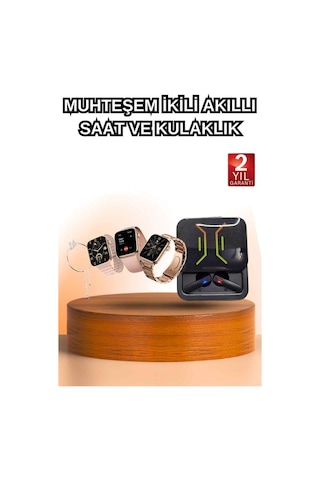 Wireless Şarjlı Akıllı Saat Ve Dijital Göstergeli Kablosuz Bluetooth Kulaklık Nabız Ölçer 3 Farklı Kordon, Bileklik