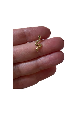 Yılan Figürgü Kıkırdak Tragus Helix Pearsıng Küpe 316l Kararmaz Çelik Altın
