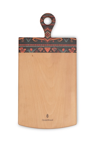 Yekpare Masif Ahşap Sunum Kesme Tahtası Desenli Kayın Medium 9