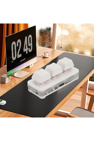 Fosenze Rgb Işıklı 3 Tamamen Programlanabilir Tuşlu Mekanik Kırmızı Switch Oyun Klavyesi, Usb Kablolu, Hot Swap, Macos Ve Windows Uyumlu, Beyaz