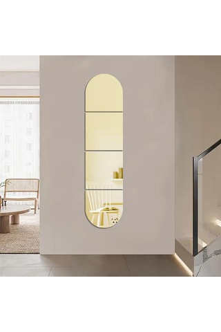 Oval Kenar Pleksi Kare Ayna 30x120cm - Gold Diğer
