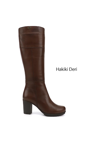 Gönderi(R) Gönderi R Kadın Kahverengi Fermuarlı Kalın Topuklu Hakiki Deri Çizme Gkzc13444602 Kahverengi