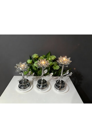 Elta Collection Kristal Taşlı Gold Şamdan 3 Lü Set Lüks Dekoratif Konsol Ve Masa Aksesuarı