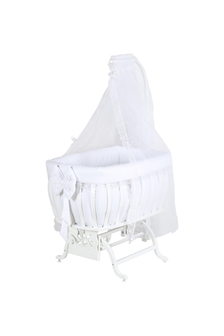 Setaymobilya Beşik, Fiyonklu Mdf Sallanan Beşik + Uyku Seti - Setay