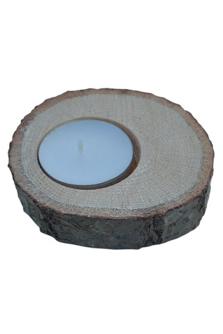 25 Adet - Ahşap Kütük Mumluk Meşe