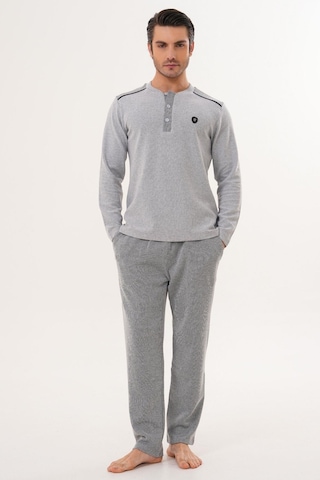 Mecit Pijama Mecit 2998 Gri Selanik Kumaş Kışlık Erkek Pijama Takımı Gri
