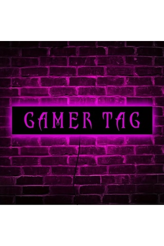 Willowhaven 1 Adet Font 12 11.81x2.36 Inç Özelleştirilebilir Oyuncu Isimli Usb Led Renk Değiştiren Gece Lambası Duvar Montaj Oyun Odası Hediyesi Ahşap