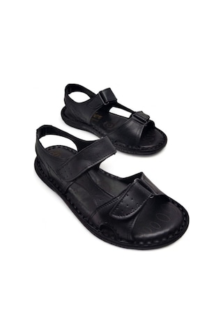 Magic Shoes Hakiki Deri Ortopedik Erkek Sandalet Siyah-yeni Siyah