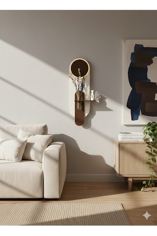 Petunya Ahşap Pilli Ledli İskandinav Tarzı Salon Duvar Rafı Modern Çiçeklik 27 X 90 Cm Çok Renkli