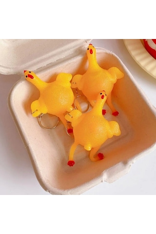 Yumurtlayan Eğlenceli Tavuk Anahtarlık 5224 Çok Renkli