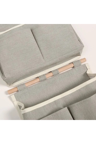 Kangvka Beyaz Kumaş Duvar Asılı Organizer - Makyaj, Mücevher Ve Aksesuarları Düzenleyen 25x23x6 Cm Depolama Çantası Gri