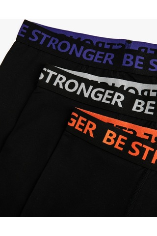 Koton 3'Lü Boxer Seti Slogan Baskılı Siyah 5Wlm90011Mk