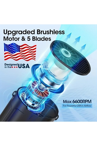 Boatshop1 2025 Aı Siyah Taşınabilir Fan 6600rpm 4 Hız Şarj Edilebilir 25 Saat Çalışma Bel Ve Boyun Fanı Kamp İş Yeri Açık Hava
