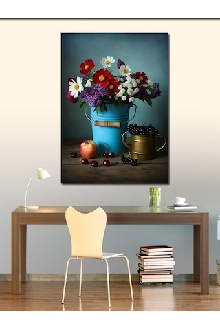 Kanvas Tablo Kır Çiçeği Vazosu 50cmx70cm