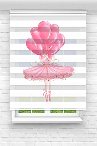 Perdeoutlet38 Baskılı Renkli Pembe Balonlu Kız Dijital Baskılı Zebra Perde-cocuk Odası-stor Perde Çok Renkli