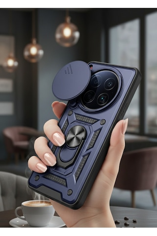 Tecno Camon 40 Premier 5g Kılıf Magnetik Standlı Sürgülü Kamera Korumalı Tpu Tank Kapak