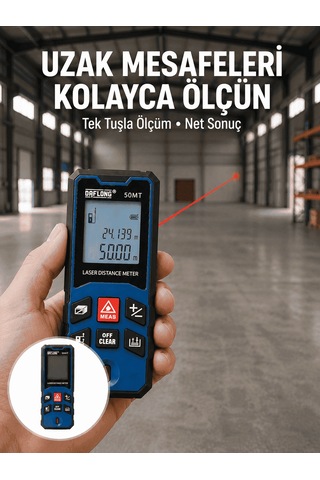 Profesyonel Lazer Metre Hassas Ölçüm Ve Dijital Ekran Yeni Nesil 50 M