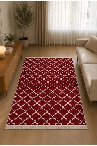 Kilim Paspas Çok Amaçlı Halı Makinede Yıkanabilir Toz Yapmaz Kırmızı