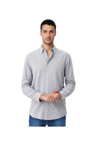 Arma Ar-ma Erkek Keten Gömlek Baskisiz Basic Düğme Kapamali Cepsiz Uzun Kollu Gömlek Dokuma Kumaş Regular Fit %60 Pamuk %40 Keten Y31485118002 Gri-g2