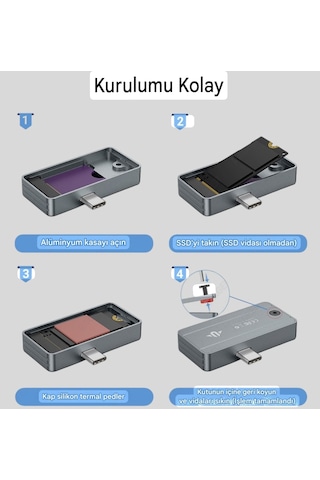 Jeyı 2230 M.2 Nvme Ssd Kutusu Type-c Girişli Tüm Cihazlara Uyumludur Yüksek Performans 10gbps Süper Hızlı Yeni Nesil Son Teknoloji Ce Lisanslı
