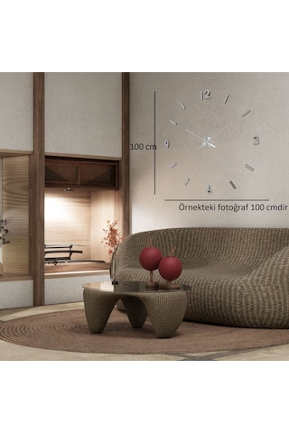 Krom Modern Aynalı 3d Rakamlı Dıy Duvar Saati Çok Renkli