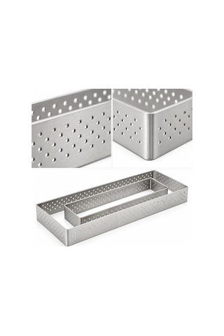 Fida Tart Çemberi Dikdörtgen Delikli Yükseklik 2 Cm Paslanmaz 8,5x15,5 Cm Inox