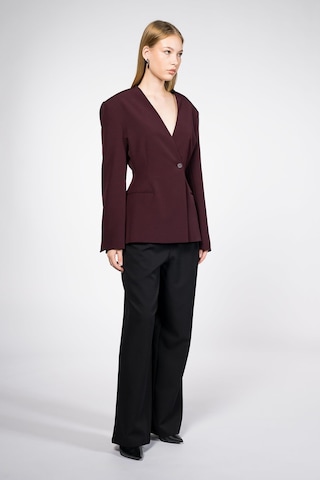 Thalure Kadın Bordo Yakasız Blazer