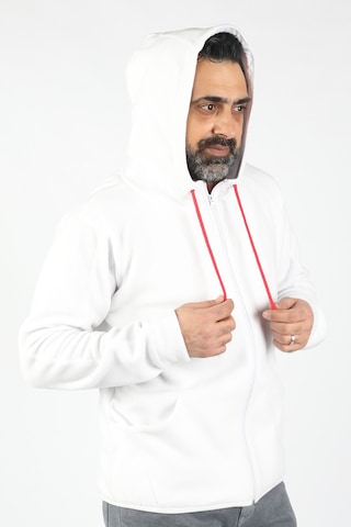 Erkek Kapüşonlu Polar Beyaz