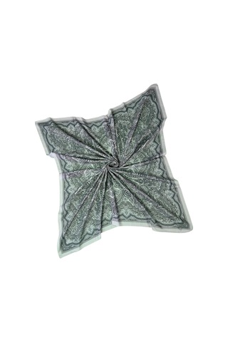 Mim Eşarp Mısırlı Eşarpları Büyük Boy Etnik Desenli Eşarp 120x120 Cm Gri