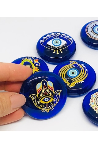 Fatmanın Eli Desenli Nazar Boncuklu Magnet, Dekoratif Obje