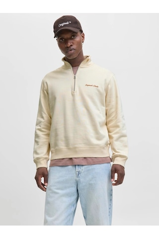 Jack & Jones Jack&jones Jornorrebro Yarım Fermuarlı Dik Yaka Erkek Sweatshirt 12282899 Beyaz