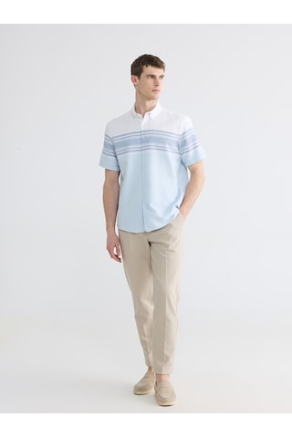 Lcwaıkıkı Classic Turkuaz Regular Fit Armürlü Erkek Gömlek