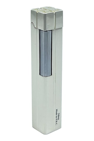 Slim Kare Metal Çakmak - Krom - Taşlı Gazlı Model 2