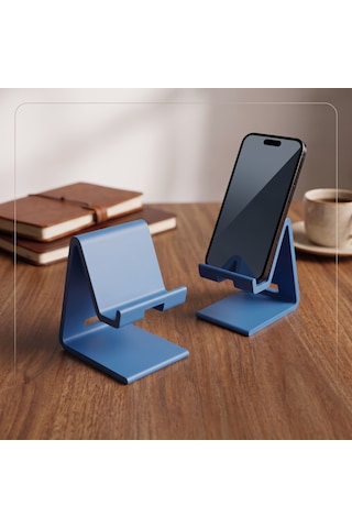 Şarj Kanallı Masaüstü Telefon Standı Mavi