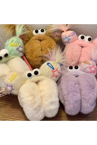 Elmpaly Beyaz Renkli Kadınlar İçin Sevimli Polar Kulaklık, Sıcak Rüzgar Geçirmez Kışlık Hediye