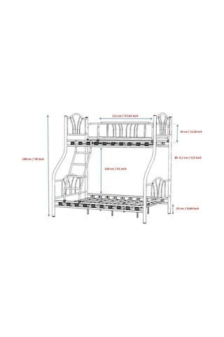 Teknor 3 Kişilik Ebeveyn Yatak Odası 3lü Yazlık Misafir Metal Ranza 140 190 + 90 190 Cm