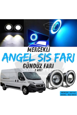 Fiat Ducato Uyumlu Üniversal Mercekli Angel Sis Farı Metal Su Geçirmez 76 Mm Buz Mavi Halkalı Gündüz Farı Angel Eyes 2 Adet 00 Şüscaroto Aksesuar
