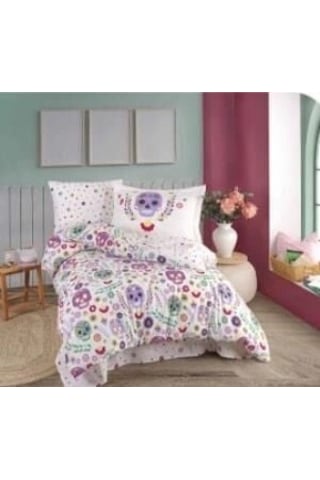 Tek Kişilik Poplin Nevresim Takımı Alice Mor