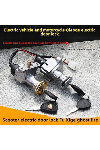 Geeksen Elektrikli Motor Bisikleti Güvenlik Kilidi - Akıllı Anahtar İle Açma-kapama, 4 Tel Kontrol Sistemi, Kol Kilidi Ve Yolcu Kapısı Kilit Fonksiyonu 巧格 Modeli Uyumlu