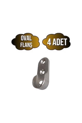 Oval Askı Borusu Flanşı Dolap Ve Mobilya Oval Boru Flanşı İç Ölçüleri En:15mm Boy:25mm 4 Adet Krom