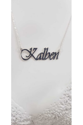 Vog Kişiye Özel Tasarım Kalben Yazılı Isim Kolye 925 Ayar Gümüş Beyaz Renk Sarı,roze Renk Seçenek