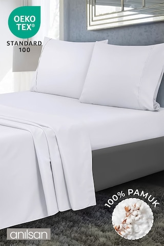 Beyaz Tek Kişilik Nevresim Takımı %100 Pamuk, 63 Tel, Çarşaf, Nevresim Ve Yastık Kılıfı