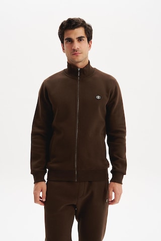 Ar-ma Erkek Örme Sweatshirt Regular Fit 3 İplik Basic Dik Yaka Tam Fermuarlı Cepli %70 Pamuk %30 Polyester K30324650702 Kahverengi-k1 Kahverengi