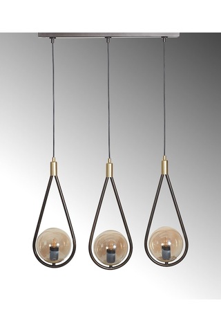 Luzarana Siena 3 Lü Sarı-Eskitme Metal Gövde Bal Rengi Camlı Tasarım... Çok Renkli