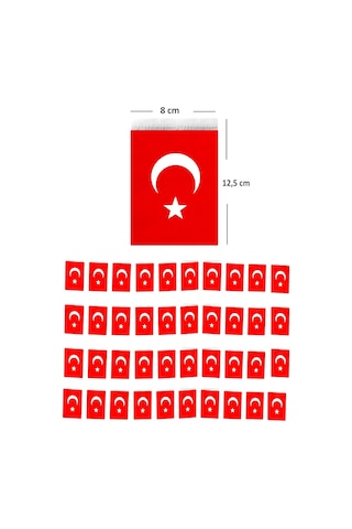 Türk Bayrağı İpli Orta Boy 12,5 X 8 Cm -1 Adet