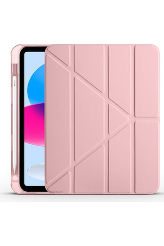 Apple Uyumlu iPad 11.nesil 11 İnç 2025 A16 Üçgen Katlanabilir Kalemlikli Yatay Dikey Standlı Akıllı Kılıf Kapaklı Kılıf